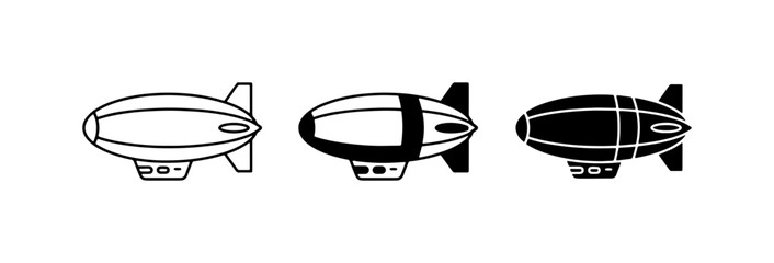 Airship Icons Set, Blimp Vector Graphics, Zeppelin Illustrations, Aerostat Symbols for Transportation and Aviation Concepts © Abu