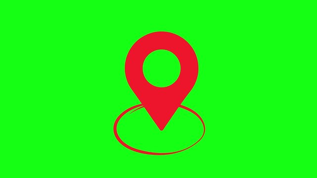 map pointer icon, red location pointer animation on green background, destination, pointer, pointer icon, location pointer, route location, 