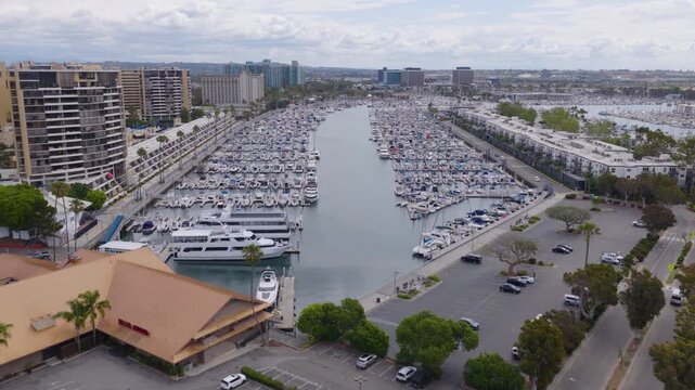 Marina del Rey Los Angeles Aerial View of Harbor and Boats 01