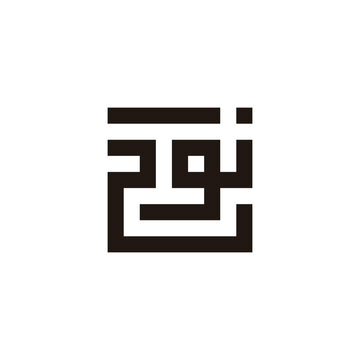 Arabic calligraphy of "NUH", Translated as: "NUH", square geometric simple vector