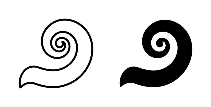 Maori Koru Spiral Vector Icons, Swirl Symbol Design Elements, Organic Flowing Curve Graphics, Tribal Art Motifs, Black and White Outline