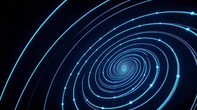 Blue spiral light pattern on dark background