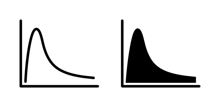 Probability Distribution Graphs, Statistical Curve Icons, Data Visualization Elements, Scientific Research Charts, Black and White Vector Graphics