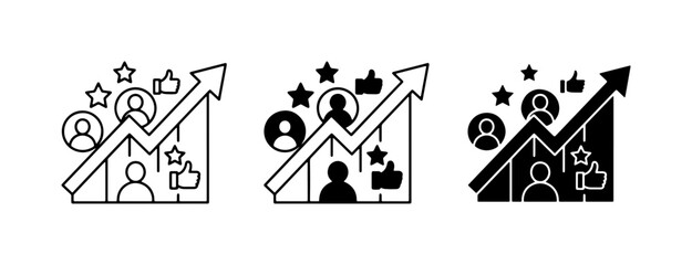 Fototapeta premium Growth Chart Icons, Business Success Metrics, Customer Engagement Symbols, Vector Set