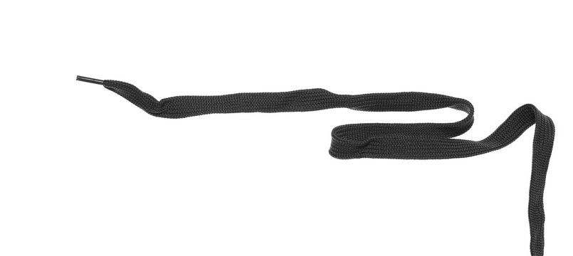 Black new shoelaces flying isolated on white background, design element, clipping path