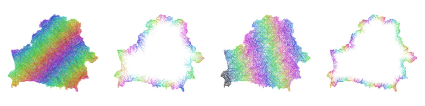 Colorful sketch Belarus map design set