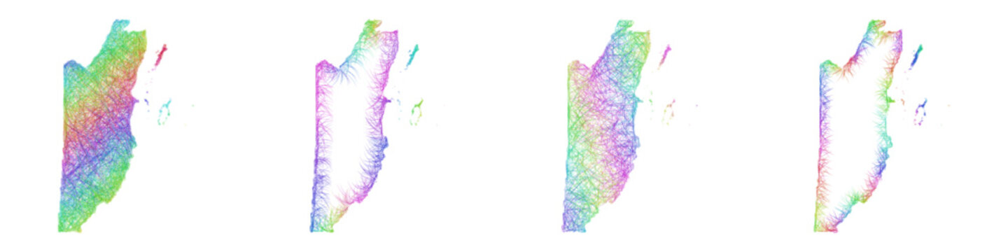 Multicolored sketch Belize map design set