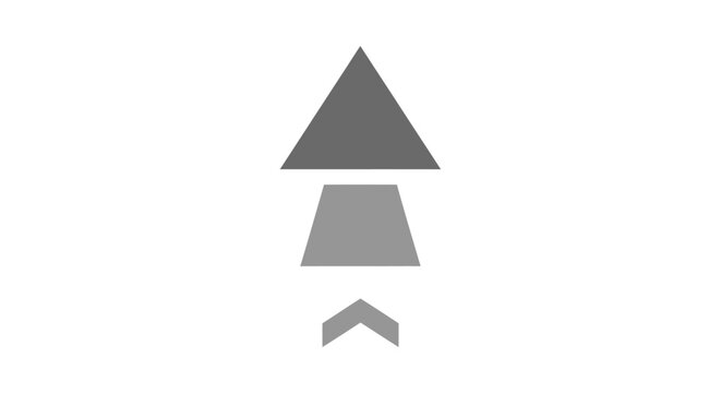 A minimalist graphic illustration featuring stacked geometric shapes on white background