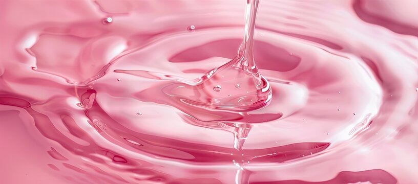 Pink liquid drop forms circles in the background. Cosmetic, or art