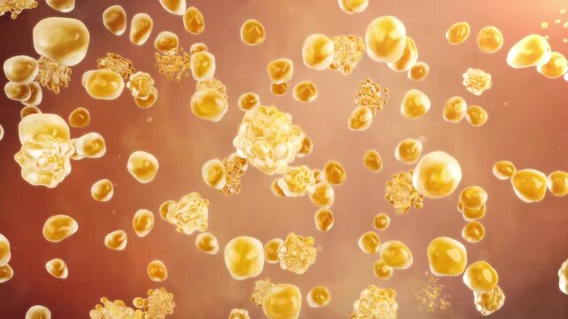 3D animation of body management for men: burning abdominal fat and fat cells in tissue to reduce visceral fat. Obese individuals become slimmer through fitness and body shaping.