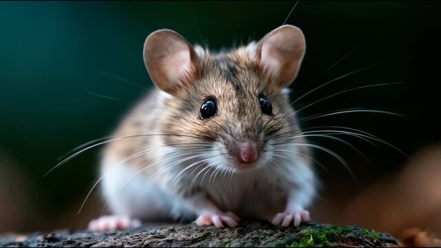 Wild field mouse on a log, primary carrier of hantavirus disease