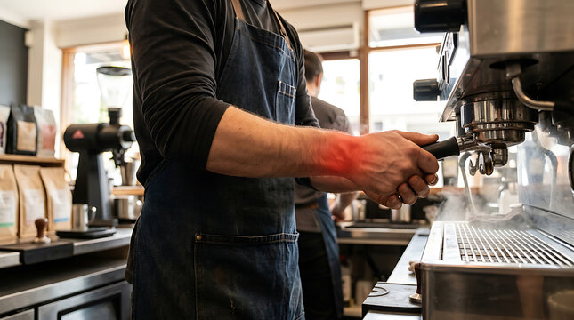 Barista's Wrist Pain: Repetitive Strain Injury from Espresso Machine Operation in Coffee Shop