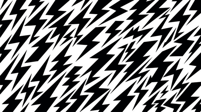 Stark black and white geometric pattern with sharp angular shapes and high contrast intersecting lines in a seamless abstract vector composition for modern digital design.