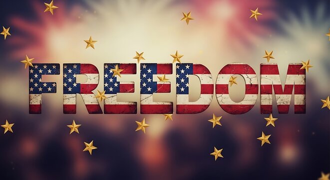 4th of july freedom typography patriotic american independence day celebration design