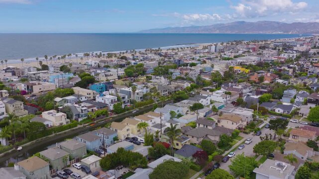 Venice Beach Los Angeles Aerial View of Coastal Homes and Santa Monica Bay 02