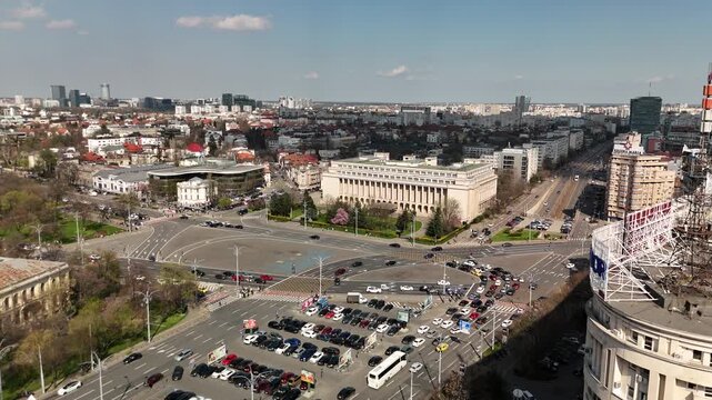 Aerial view at piata victoriei - Bucharest