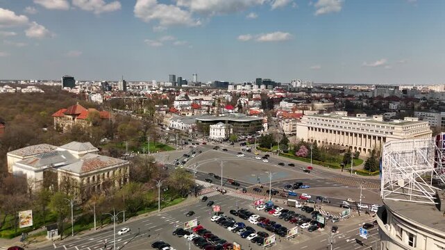 Aerial view at piata victoriei - Bucharest