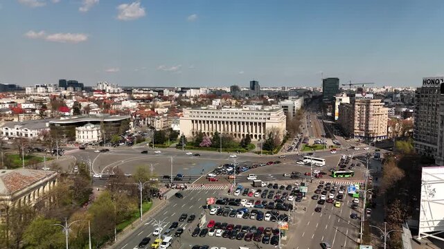 Aerial view at piata victoriei - Bucharest