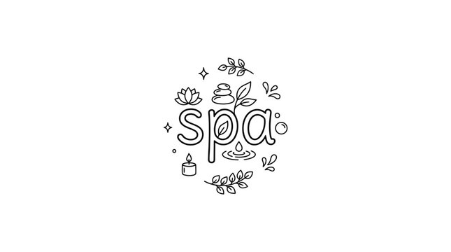Spa logo with wellness symbols.