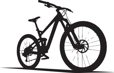 Fototapeta premium Black mountain bike silhouette, vector bicycle icon, cycling sports equipment, fitness gear