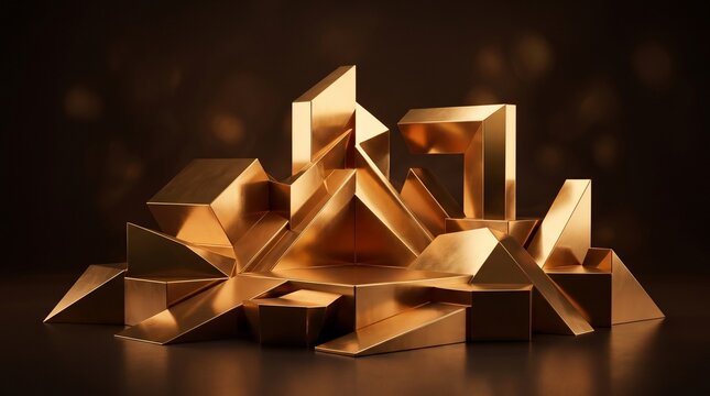 Gold Geometric Abstract Shapes Luxury