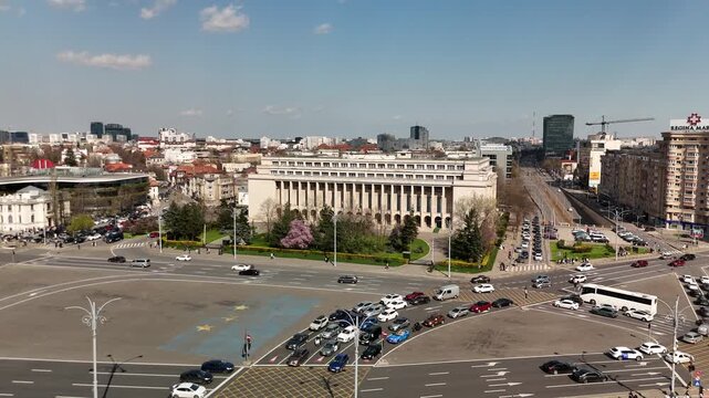 Aerial view at piata victoriei - Bucharest