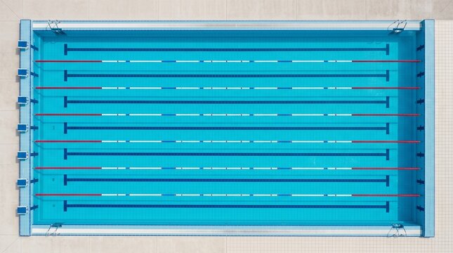 Swimming Pool Lanes Water Aerial View Starting Blocks