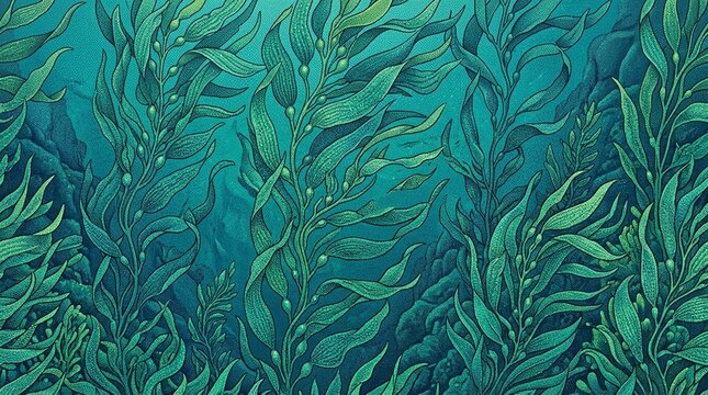 Seaweed kelp underwater repeat underwater seaweed and kelp repeat pattern - Seamless Pattern for Commercial Use