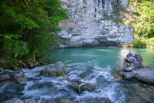 Blue Lake on the territory of the Ricinsky Relict National Park, Abkhazia