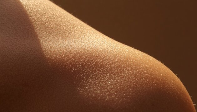 There is a close up of a person ' s torso with a sun shining on it