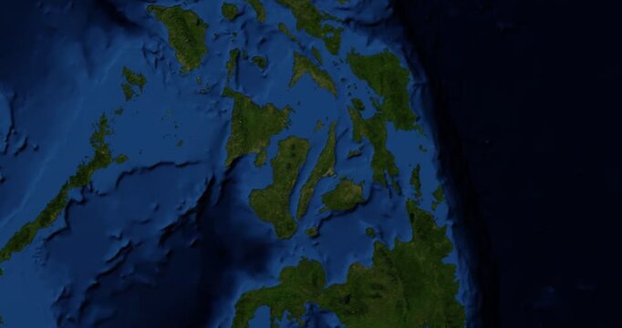 Cebu on Globe. Zoom into the island with Earth spinning in space. High detail physical world map with Cebu on it. Elements of this image furnished by NASA.