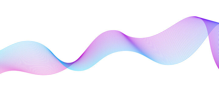 Abstract background wave lines pattern gradient smooth blue pink color isolated on white background, Modern colorful wavy lines pattern design element, Curved wave. Abstract wave element for design