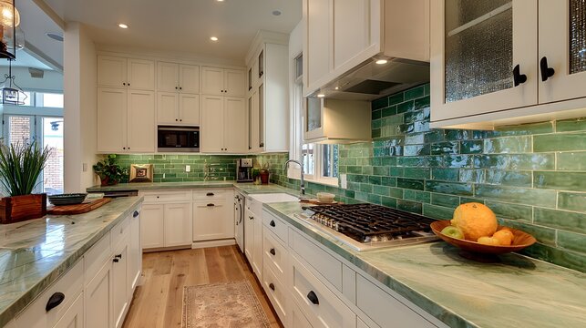 Modern kitchen interior design features luxury wood cabinets and a contemporary stove alongside decorative pumpkins in a new domestic home