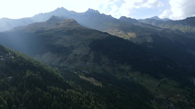 The Valle Spluga Val San Giacomo rugged Alpine valley in Lombardy Sondrio province, Northern Italy
