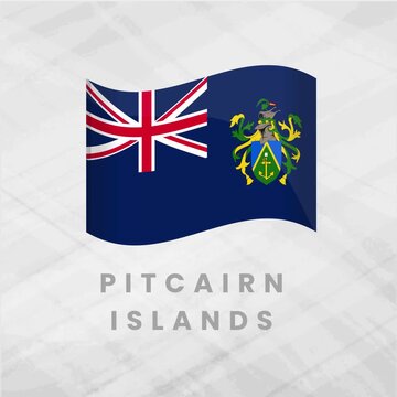 Vibrant Animated Pitcairn Islands Flag Waving with Deep Blue Field, Union Jack, and Colorful Coat of Arms Representing Heritage, Sovereignty, and Pacific Island Pride