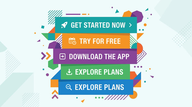 Colorful buttons and text on app promotion.