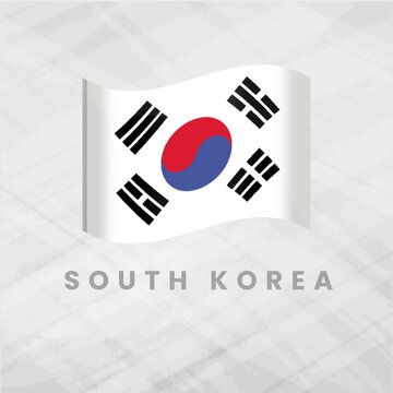 Vibrant Animated South Korea Flag Waving with White Field, Red and Blue Taeguk Symbol, and Black Trigrams Representing Balance, Harmony, and East Asian National Pride