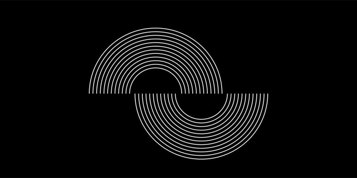 Circular spiral sound wave rhythm from lines.vector