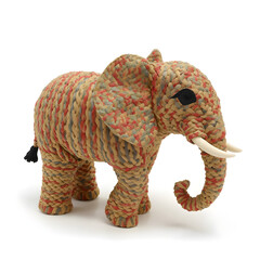 Obraz premium Handcrafted yarn elephant toy standing on white background