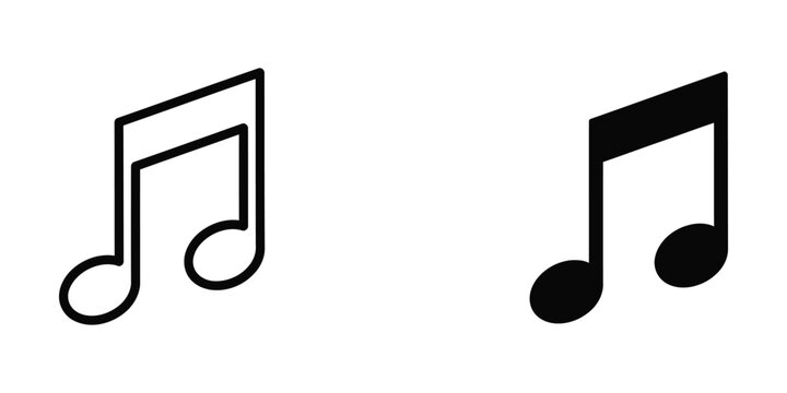 Simple black musical notes icon with quarter and eighth note symbols