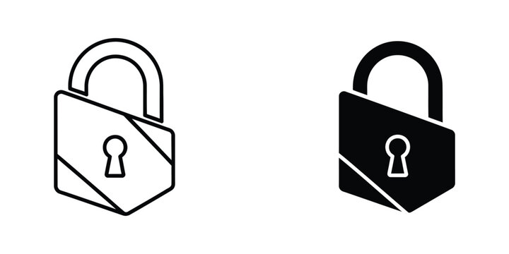 Open and closed padlock icons set
