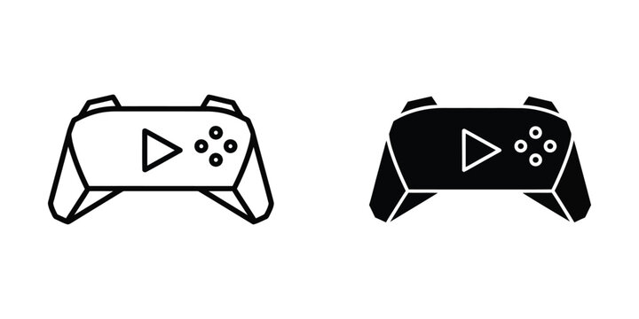 Minimalist game controller icons with play button