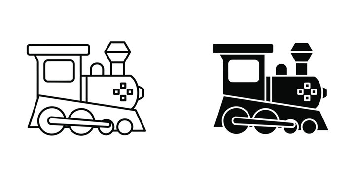 Black and white vintage steam locomotive train illustration