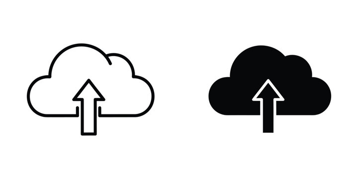 Upload and download cloud icons with arrows