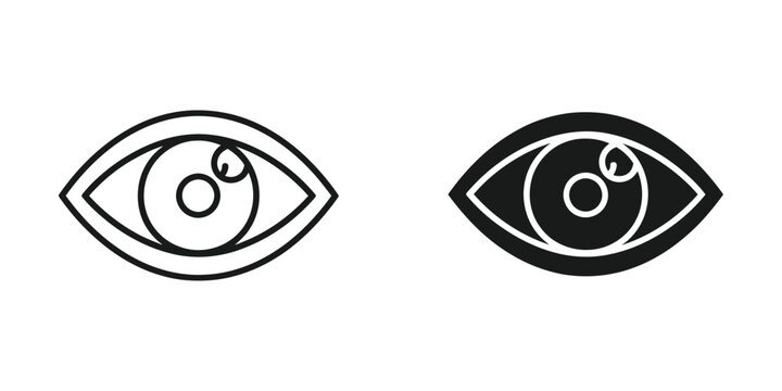 Simple eye icon with pupil and iris details in black and white