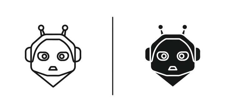 Cute robot faces split by dividing line illustration
