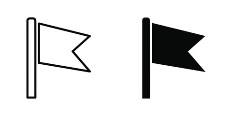 Fototapeta premium Black and white flag icons with poles