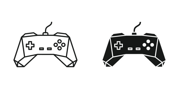 Minimalist game controller icons in black and white style