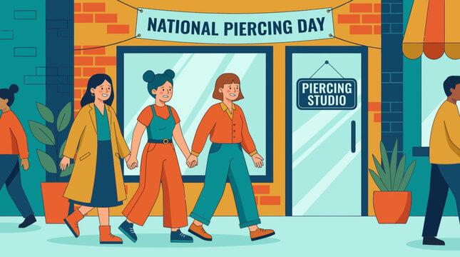 Friends Visiting Piercing Studio for National Piercing Day