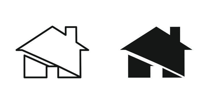 Minimalist house icons in outline and filled styles